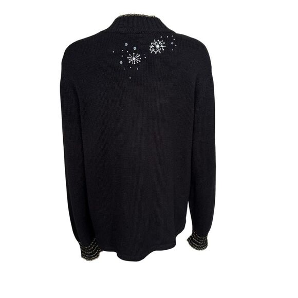 Kim Rogers vintage ramie/cotton Christmas beaded cardigan sweater size XL - Picture 3 of 6